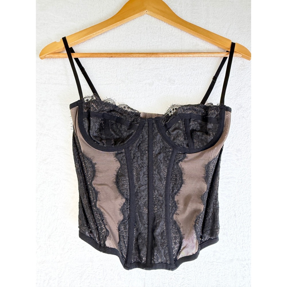 Out From Under Urban Outfitters Black Lace Mesh Corset Top Medium